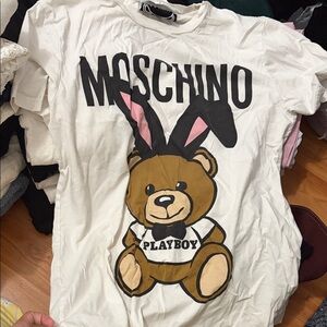 Moschino White T-Shirt with Bunny Bear Graphic